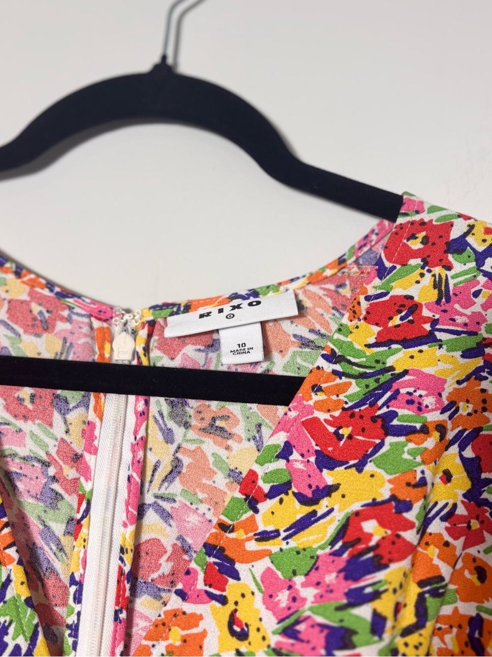 Rixo for Target Floral Multicolor Maxi Dress V-Neck Puff Sleeve Size 10 - Picture 5 of 5